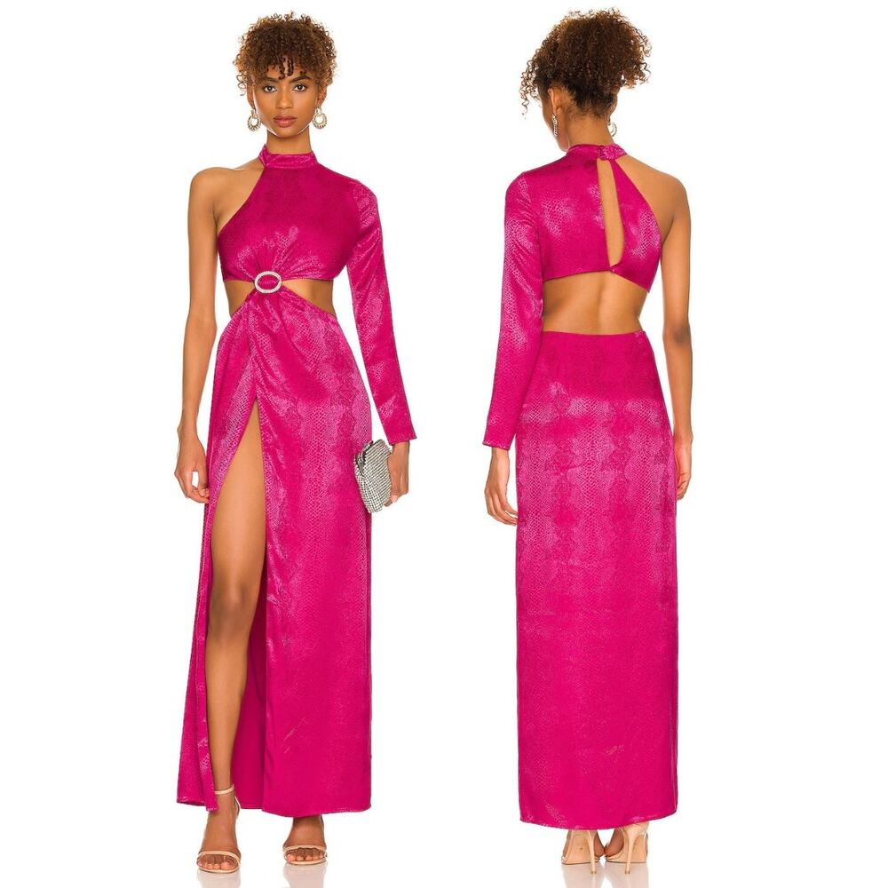 NBD Raquel Snake Gown Brooch One Shoulder Wedding Guest Party Prom Formal XS